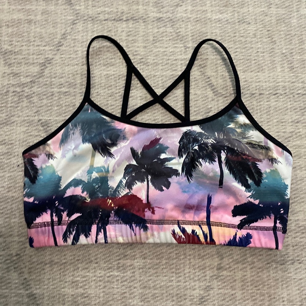Palm Tree Bralette with Black Trim